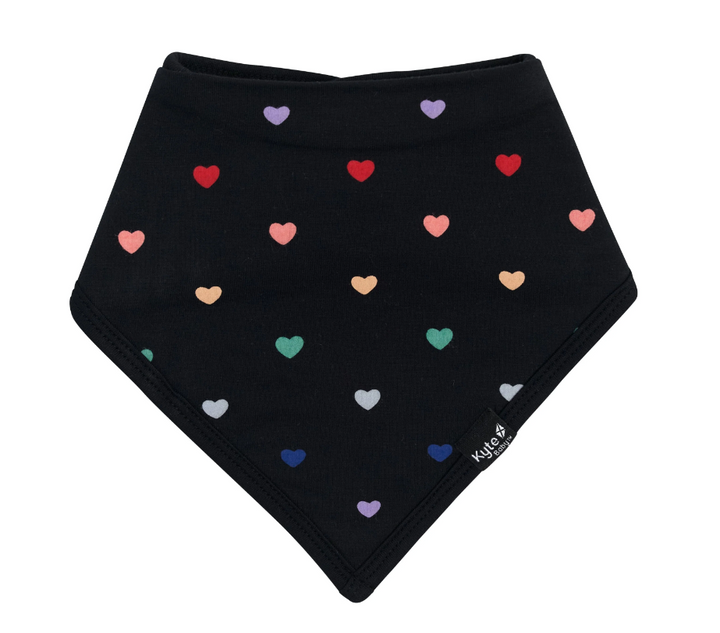 Kyte Baby Printed Bib | Midnight Rainbow Heart