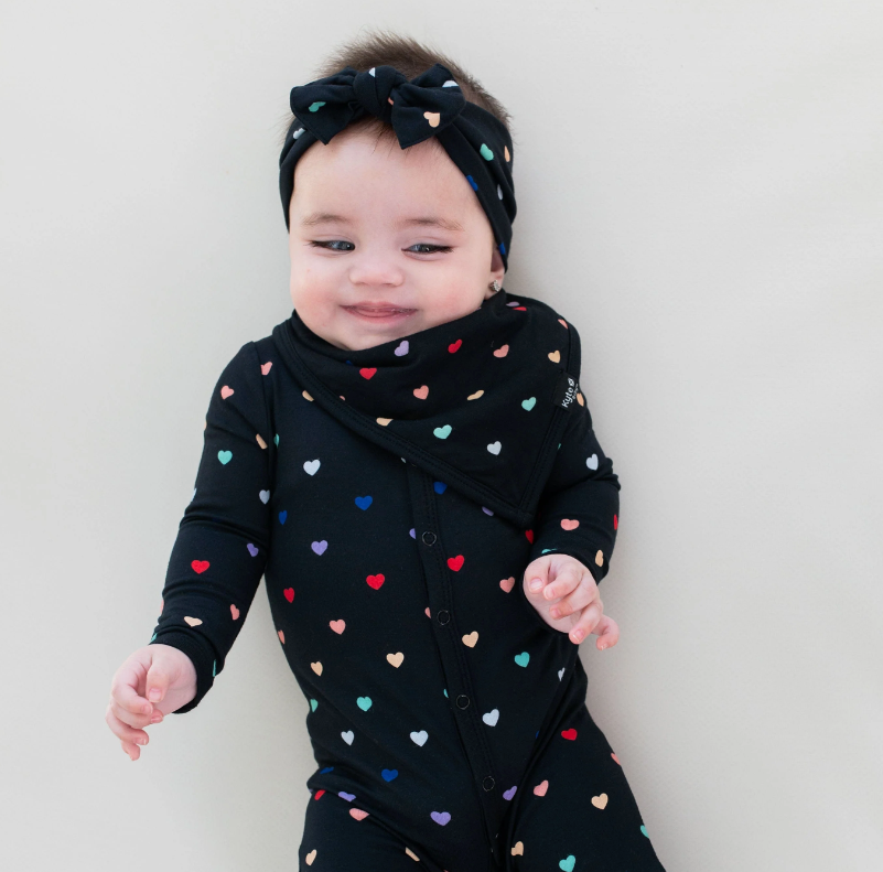 Kyte Baby Printed Bib | Midnight Rainbow Heart
