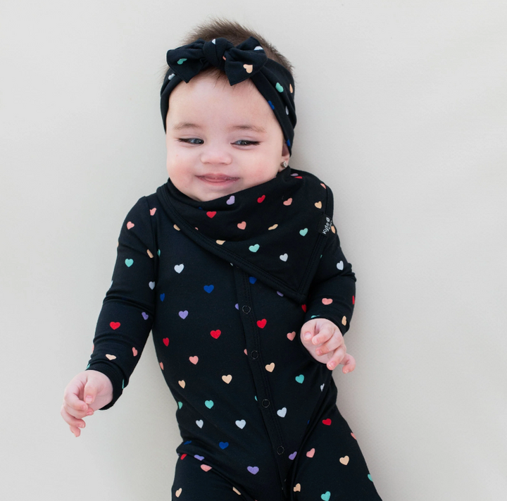 Kyte Baby Printed Bib | Midnight Rainbow Heart