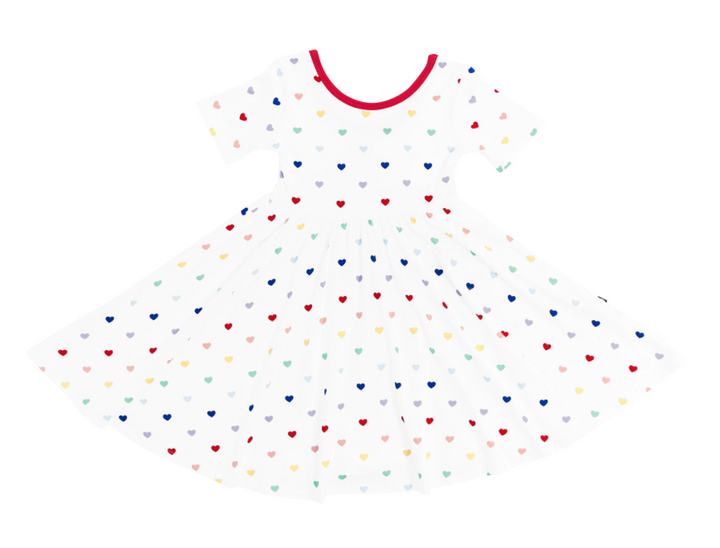 Kyte Printed Twirl Dress | Cloud Rainbow Heart