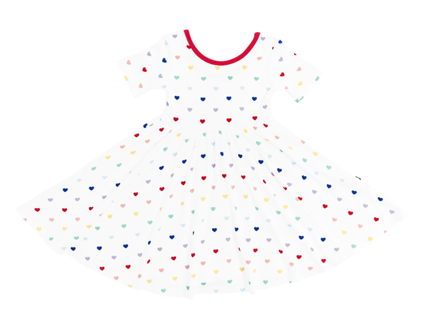 Kyte Printed Twirl Dress | Cloud Rainbow Heart