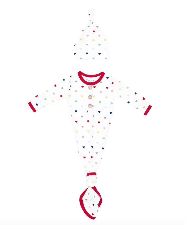 Knotted Gown w/Hat Set | Cloud Rainbow Heart