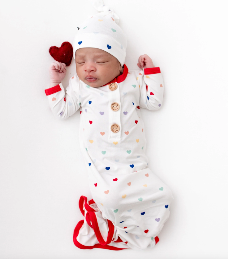 Knotted Gown w/Hat Set | Cloud Rainbow Heart