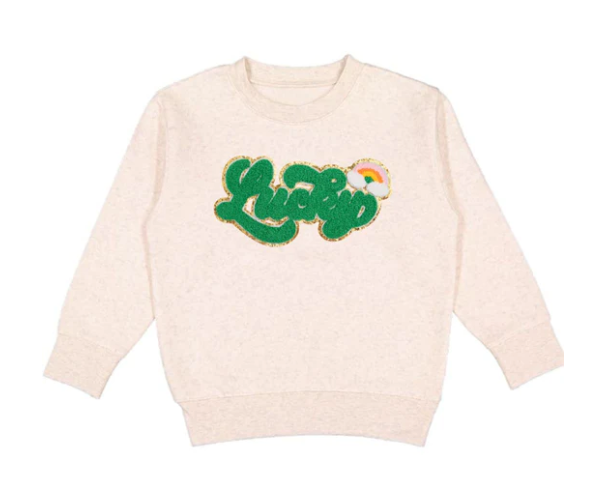 Lucky Script Patch Sweatshirt | Natural