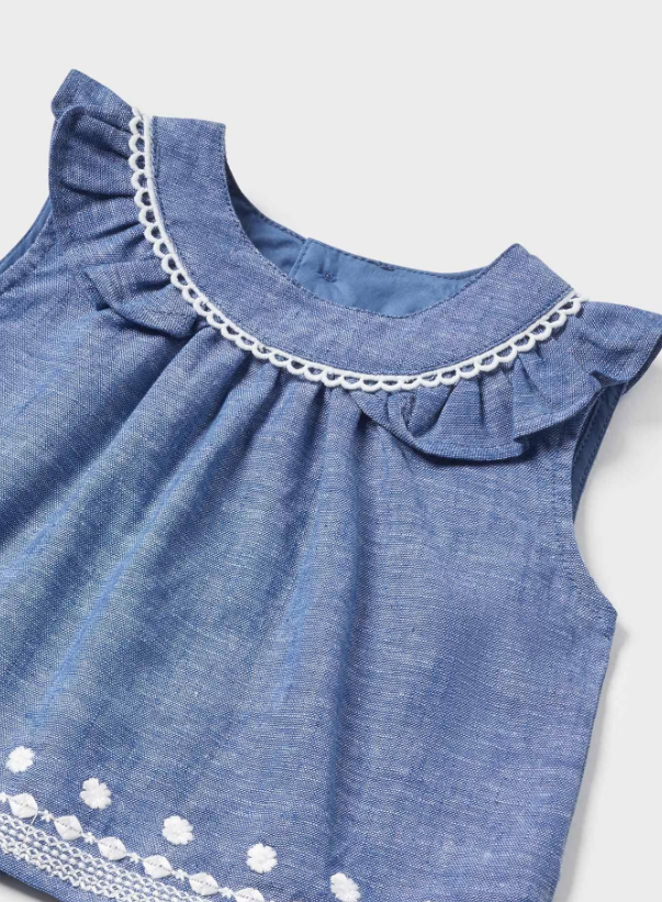 Blue Linen Short Set | 1298