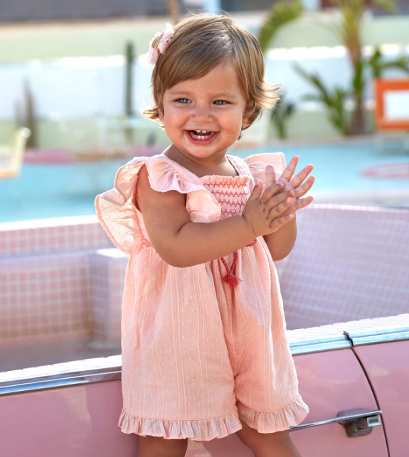 Peach Smocked Romper | 1803