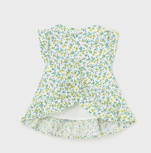 Green Floral Smocked Top| 1102