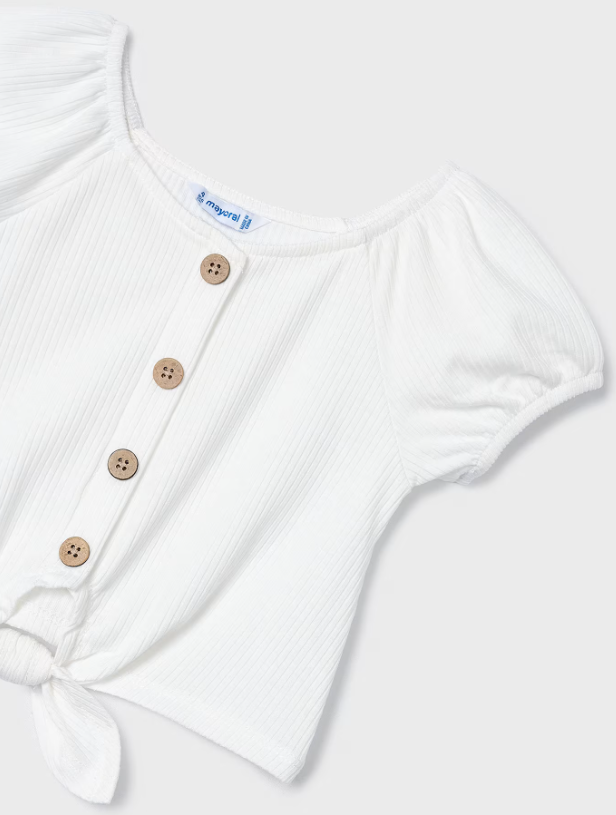 Tie Front Ribbed Top | 3086