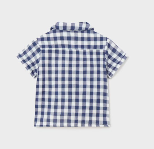 Blue Plaid Short Sleeve Button Down | 1110