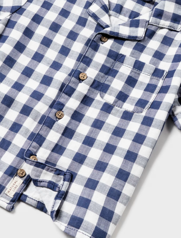 Blue Plaid Short Sleeve Button Down | 1110