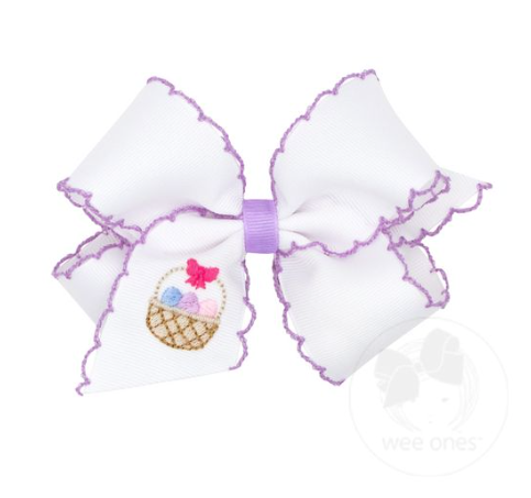 Medium Stitch Edge Embroidered Easter Bow