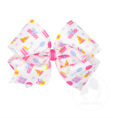 King Birthday Themed Print Grosgrain Bow | Party