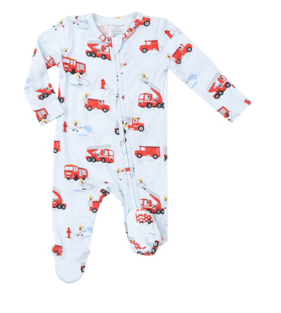 Two Way Zipper Footie | Firetruck Dalmatians