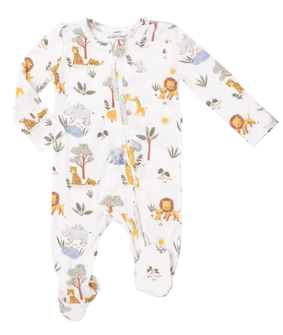 Two Way Zipper Footie | Painted Safari Animals