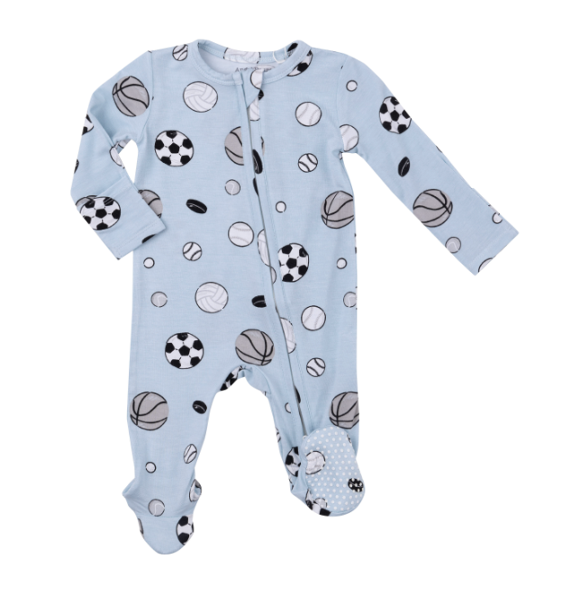 Two Way Zipper Footie | Blue Sports Balls