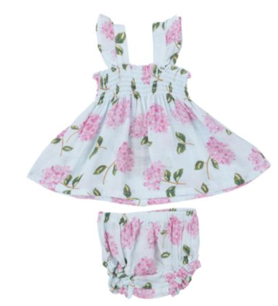 Smocked Top w/Ruffle & Bloomers | Hydrangeas