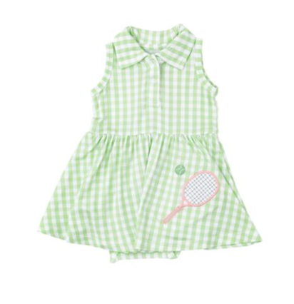 Tennis Tank Bodysuit Dress | Mini Green Gingham
