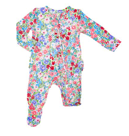 Two Way Ruffle Zipper Footie | London Floral