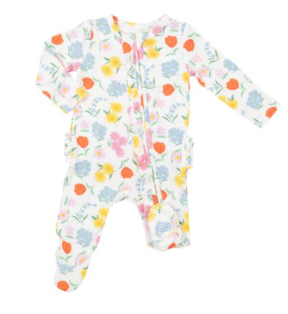 Two Way Ruffle Zipper Footie | Freshly Picked Floral