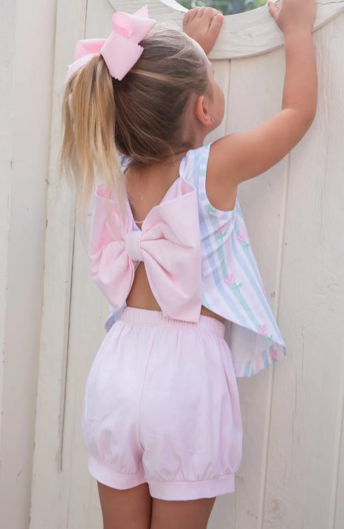 Lottie Bloomer/Banded Short Set | Floral Pastel Stripe