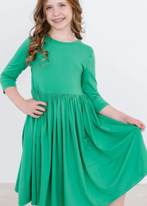Kelly Green Pocket Twirl Dress