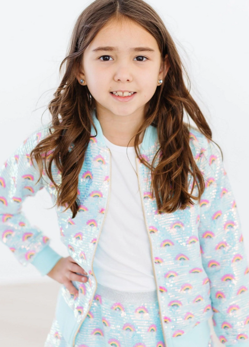 Mint Rainbow Sequin Jacket
