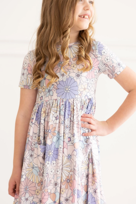 Sweet Escape Floral Short Sleeve Pocket Twirl Dress