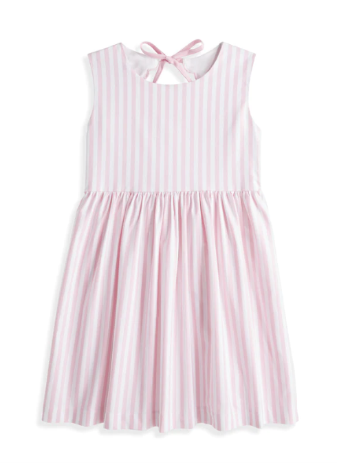Scalloped Shelby Dress | Pink Wide Oxford Stripe