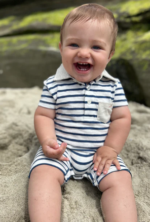 Saltash Polo Romper | Navy & White