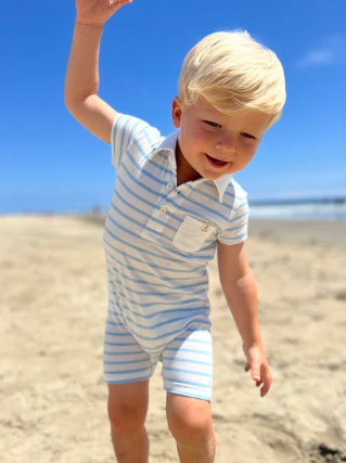 Saltash Polo Romper | Blue & White