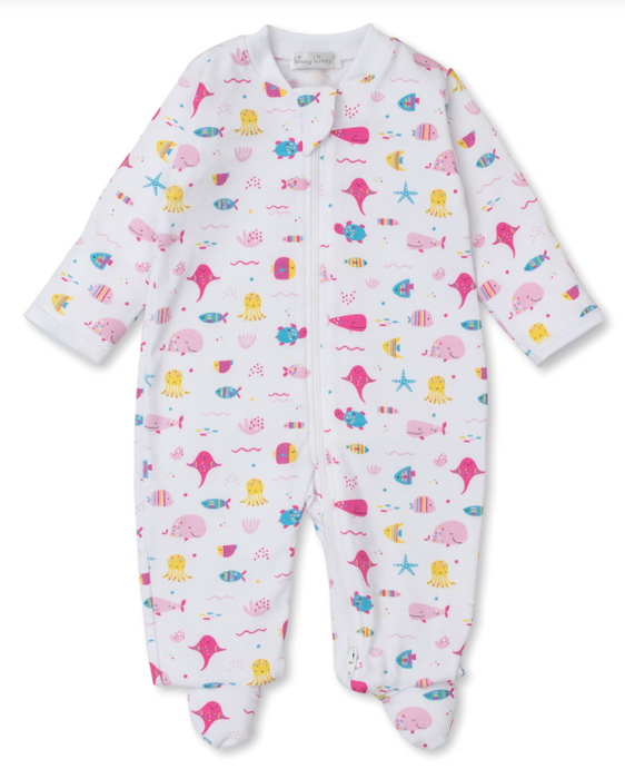 Pink Sea Life Fun Footie w/Zipper