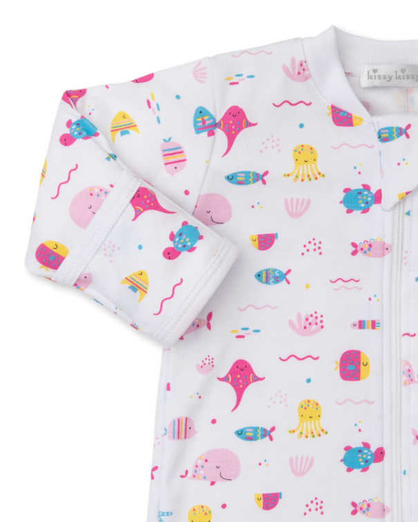 Pink Sea Life Fun Footie w/Zipper