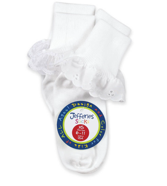 Eyelet & Fancy Lace Socks 2 Pack | White | 02152