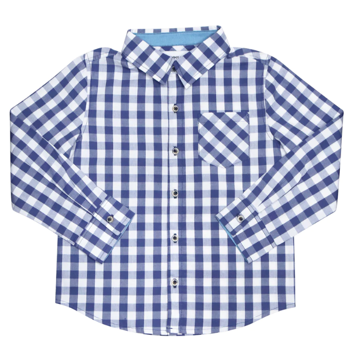 Perry Poplin Buttondown | Washed Indigo Gingham