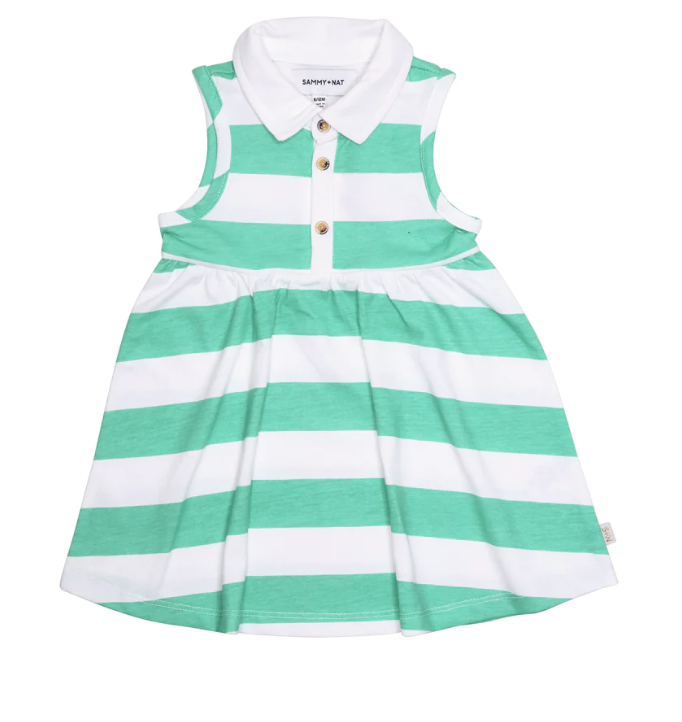 Brooke Dress | Marine Green Rugby Stripe