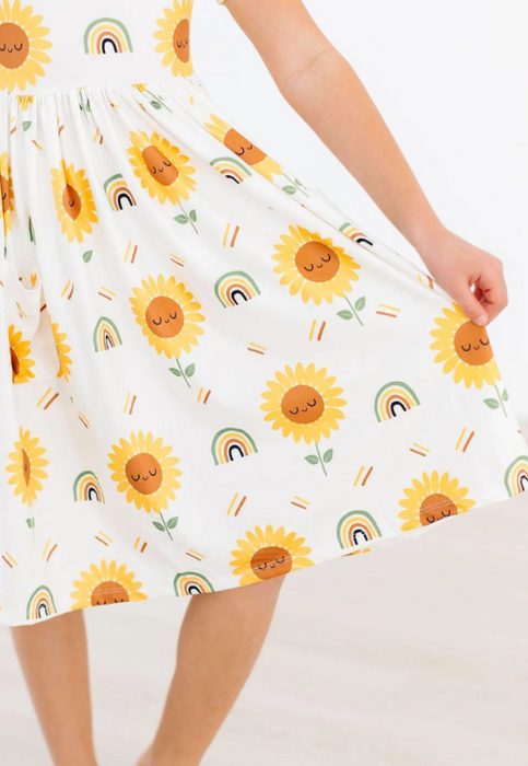 Sunflower Short Sleeve Pocket Twirl Dress