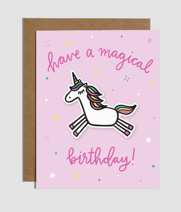 Magical Birthday Unicorn Card w/Sticker
