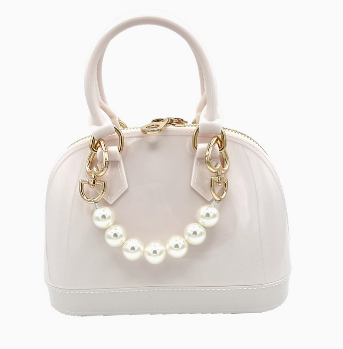 Cate Blush White Jelly Purse w/Pearl