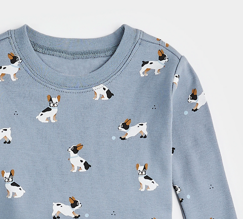 French Bulldogs PJ Set | Lt Blue