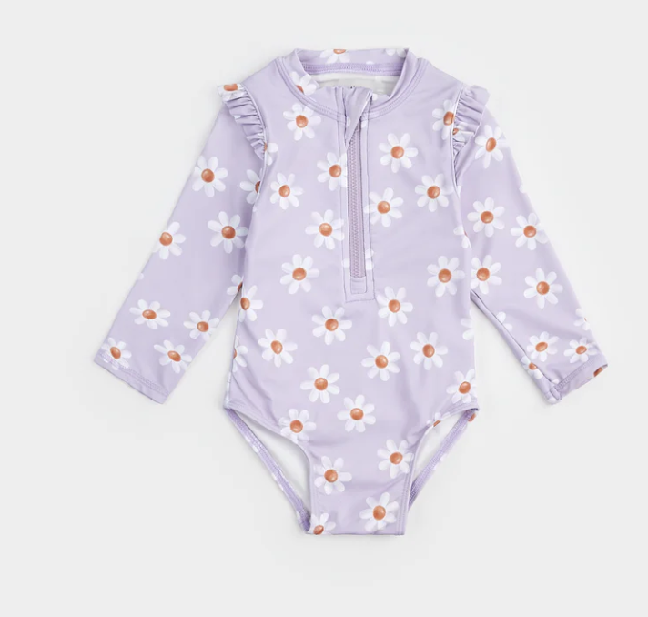 Daisy Long Sleeve Swimsuit | Lavender