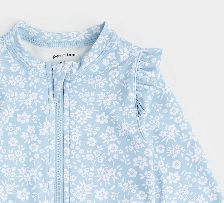 Floral Long Sleeve Swimsuit | Sky Blue