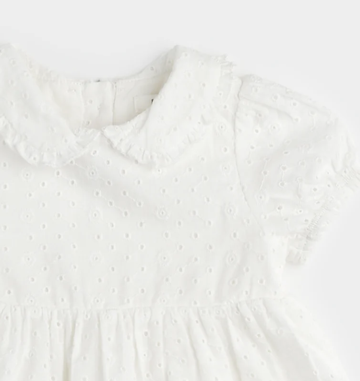 White Eyelet Dress/Tights/Headband Set