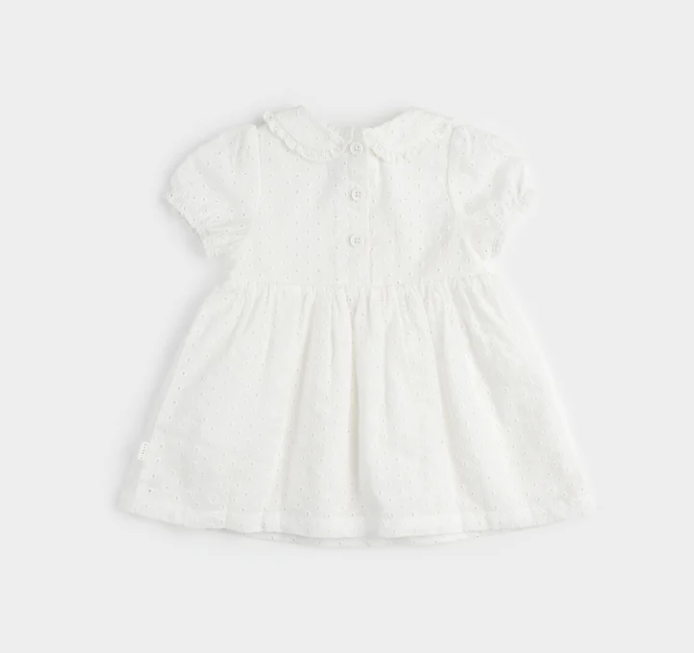 White Eyelet Dress/Tights/Headband Set