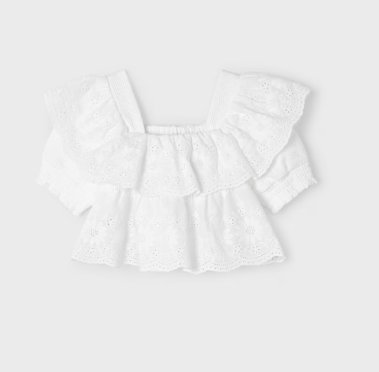 Embroidered Ruffle Top | 3178