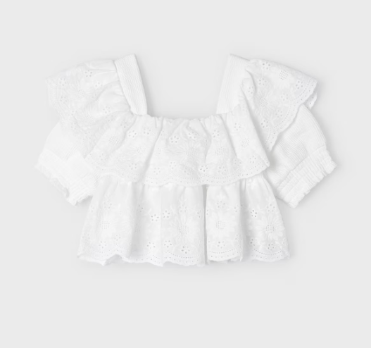 Embroidered Ruffle Top | 3178