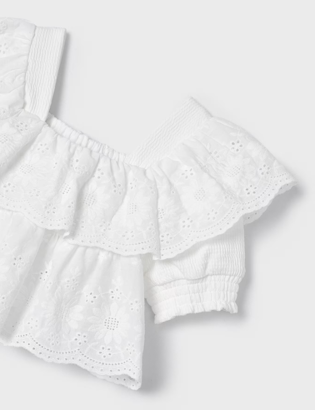 Embroidered Ruffle Top | 3178