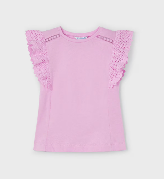 Mauve Crochet T Shirt | 3082