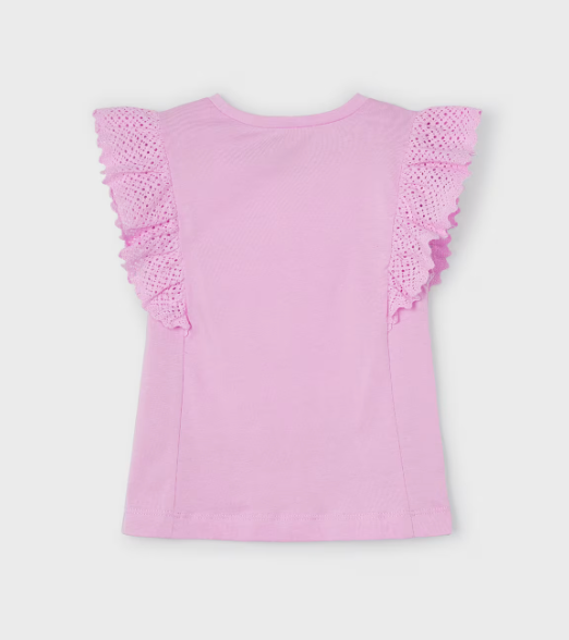 Mauve Crochet T Shirt | 3082