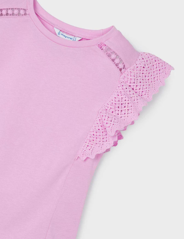 Mauve Crochet T Shirt | 3082