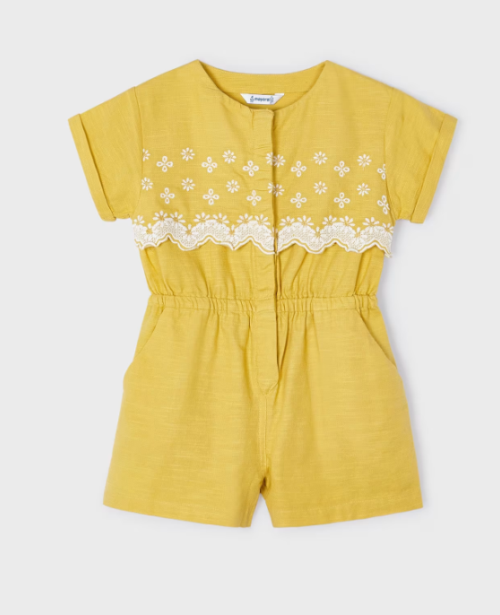 Yellow Embroidered Romper | 3858